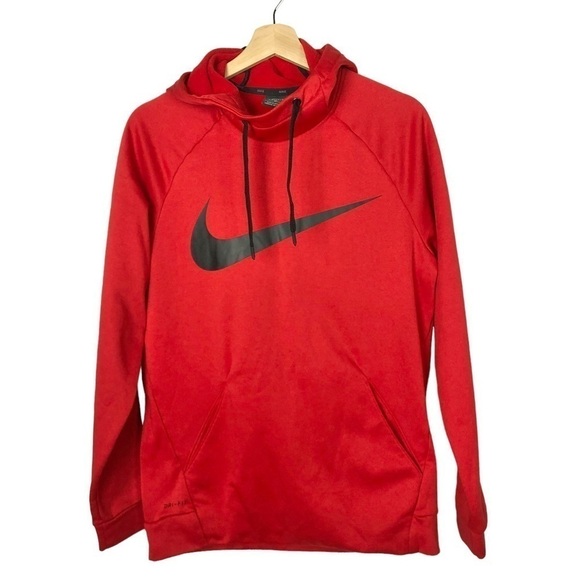 Nike Dri-Fit Red Therma Swoosh Essential Pullover Hoodie Sweatshirt S - Picture 1 of 4